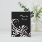 日付はがきブラックシルバーリーフを保存 案内ポストカード (スタンド正面)