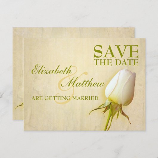 日付はがきホワイトローズ独身のバドの保存 案内ポストカード (正面/裏面)