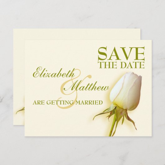 日付はがきホワイトローズ独身のバドの保存 案内ポストカード (正面/裏面)