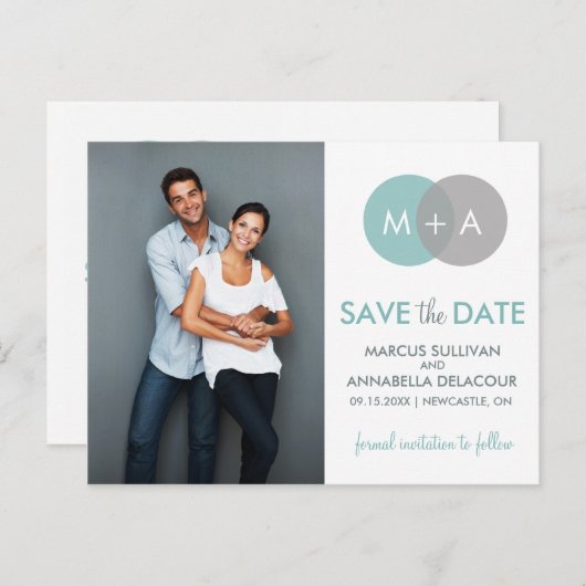 日付はがきモダンを挿入した円を保存 案内ポストカード (正面/裏面)