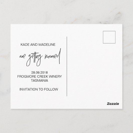 日付はがきモダン招待状の保存 ポストカード (裏面)