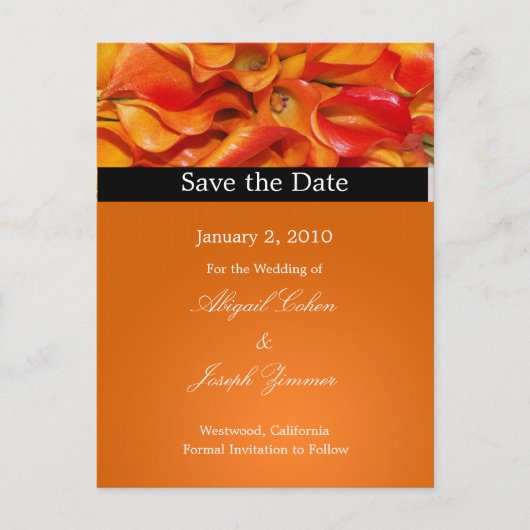 日付はがき、オレンジ色のユリを保存 案内ポストカード (正面)