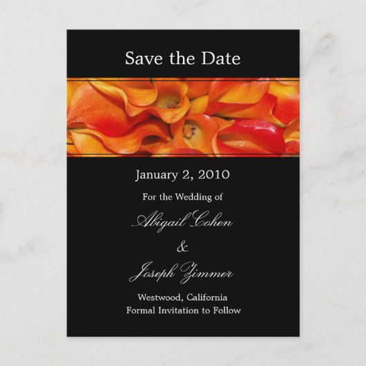 日付はがき、オレンジ色のユリを保存 案内ポストカード (正面)