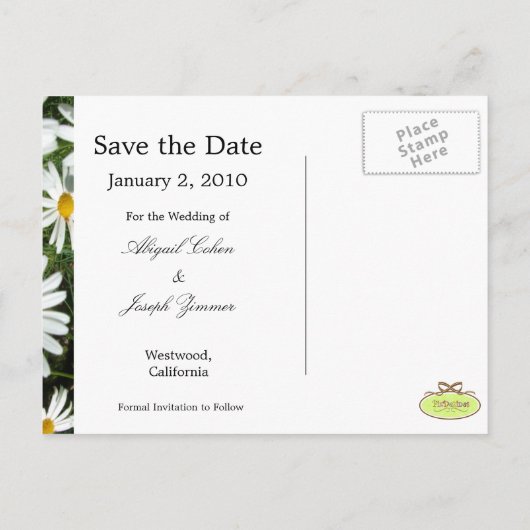 日付はがき、デイジーの保存 案内ポストカード (裏面)