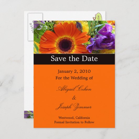 日付はがき、夏花束を保存する 案内ポストカード (正面/裏面)