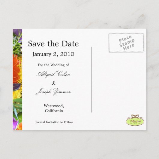 日付はがき、夏花束を保存する 案内ポストカード (裏面)