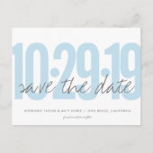 日付はがき、大きな日付、パウダーブルーを保存 案内ポストカード (正面)