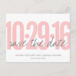 日付はがき、大きな日付、赤面ピンクを保存 案内ポストカード