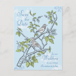 日付はがき、愛結婚の鳥を保存 案内ポストカード