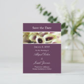 日付はがき、紫の呼び出しユリの保存 案内ポストカード (スタンド正面)