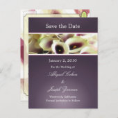 日付はがき、紫の呼び出しユリの保存 案内ポストカード (正面/裏面)