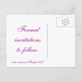 日付はがき、結婚のドレス、紫を保存 案内ポストカード (裏面)