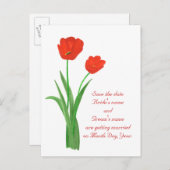 日付はがき、赤いチューリップを保存 案内ポストカード (正面/裏面)