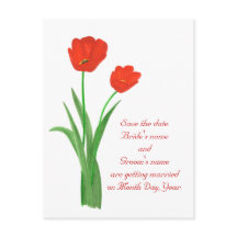 日付はがき、赤いチューリップを保存