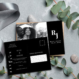 日付はっきりしたを保存するミニマル白黒 ポストカード