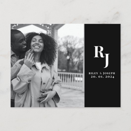 日付はっきりしたを保存するミニマル白黒 ポストカード (正面)