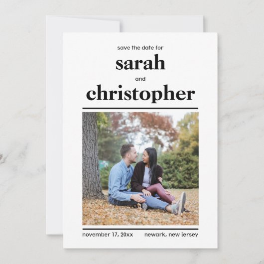 日付はっきりしたカードをミニマルに保存 セーブザデート (正面)