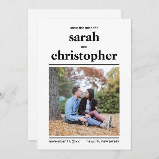 日付はっきりしたカードをミニマルに保存 セーブザデート (正面/裏面)