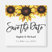 日付ひまわり黄色の白いフローラの保存 マグネット (正面)