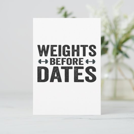 日付より前の重みおもしろいフィットネストレーニングギフト サンキューカード (スタンド正面)