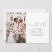 日付をエレガント保存する手書き写真ミニマリスト 招待状 (裏面)