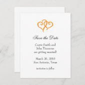 日付をオレンジ色のシンプルハートで保存 セーブザデート (正面/裏面)