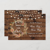 日付をカード恋に落ちます結婚式木救って下さい セーブザデート (正面/裏面)