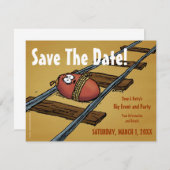 「日付をトラックに保存」おもしろい招待状 セーブザデート (正面/裏面)