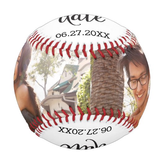 日付をパーソナライズされた保存する野球の写真を追加 野球ボール (正面)