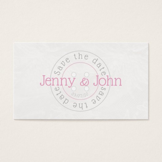 日付をピンクと白のボタンの裁縫カードに保存 (正面)