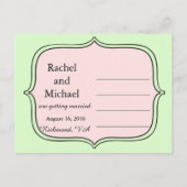 日付をピンクと青の各オプションで保存ストライプする 案内ポストカード (裏面)