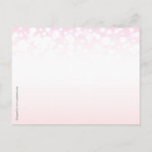 日付をピンクのシャンパンバブル結婚のカードに保存 案内ポストカード (裏面)