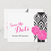 日付をピンクのディアンサス結婚の葉書に保存 案内ポストカード (正面/裏面)