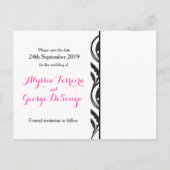 日付をピンクのディアンサス結婚の葉書に保存 案内ポストカード (裏面)