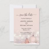 日付をピンクのモダンクリスマスオーナメントカードに保存 セーブザデート (正面)