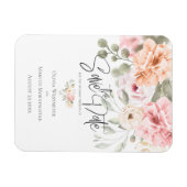 日付をピンクの淡い色のコテージ牡丹に保存 マグネット (横)