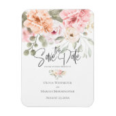 日付をピンクの淡い色のコテージ牡丹に保存 マグネット (縦)