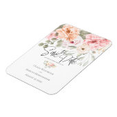 日付をピンクの淡い色のコテージ牡丹に保存 マグネット (左側)