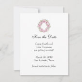 日付をピンク色で保存フローラリース 招待状 (正面)