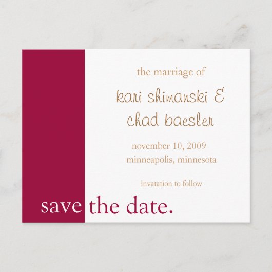 日付をピンク色に保存モダンする 案内ポストカード (正面)