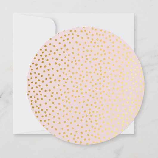 日付をピンク色の淡い色の金ゴールド水玉模様 招待状 (裏面)