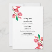 日付をピンク色の白いフローラ結婚のカードに保存 セーブザデート (裏面)