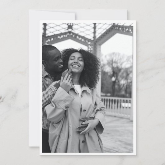 日付をモダン保存するミニマル写真 招待状 (裏面)