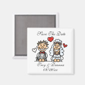 日付をモダン保存する名前をカスタムする新郎新婦Mag マグネット (正面/裏面)