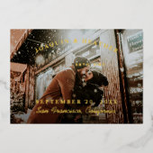 日付を保エレガント存するフォトゴールドフォイル招待状 箔招待状 (正面)