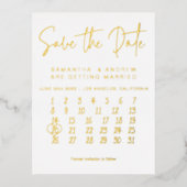 日付を保シンプル存するエレガントな結婚式カレンダー 箔シーズンポストカード (正面)
