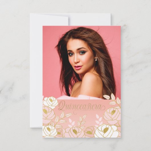 日付を保スペインの存ピンク金ゴールドキンセアニェラフローラ セーブザデート (裏面)