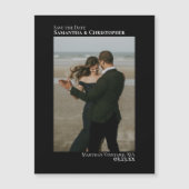 日付を保ミニマル存する縦型フォトブラックマグネット (正面)