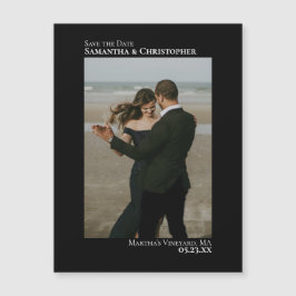 日付を保ミニマル存する縦型フォトブラックマグネット