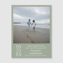 日付を保モダン存するPhoto Sage Green Magnet